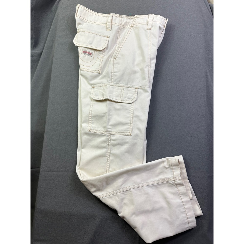 True Religion Cargo Pants Cream Relaxed Fit Utility women's Size 25 See pic 8-10